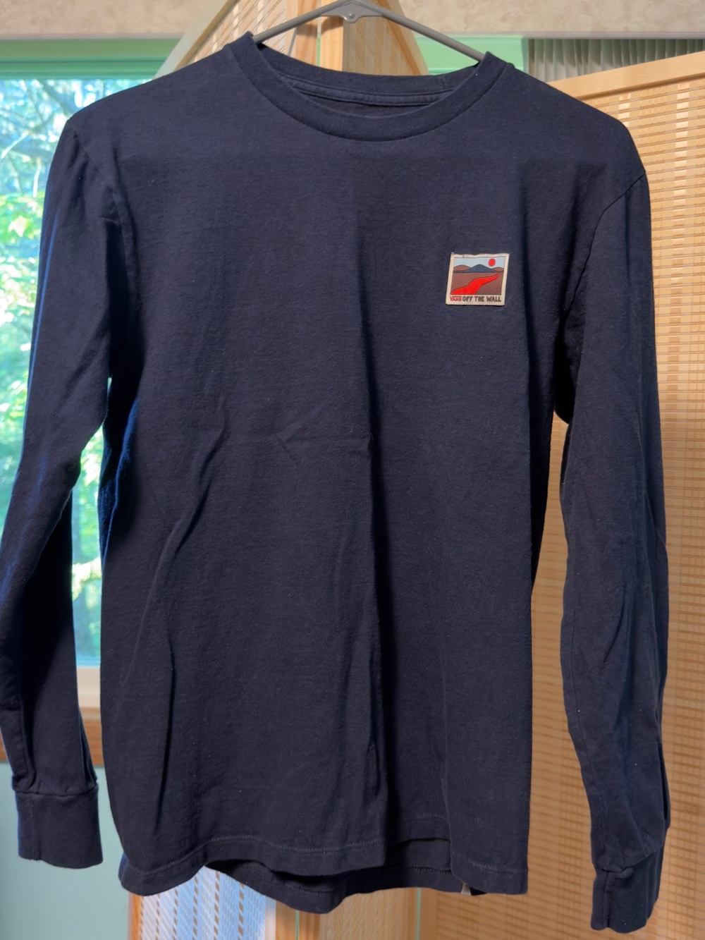 Vans Navy Long-Sleeve Crewneck with Small Chest Patch